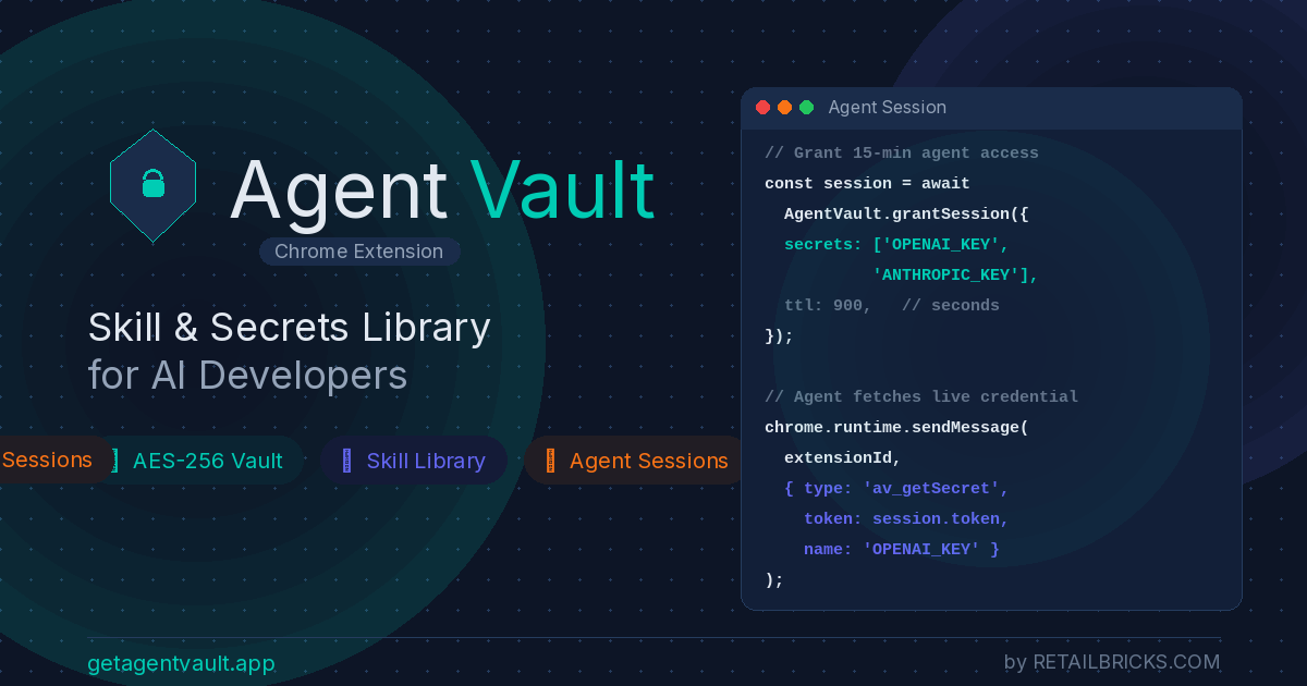 AgentVault – Skill & Secrets Library for AI Developers